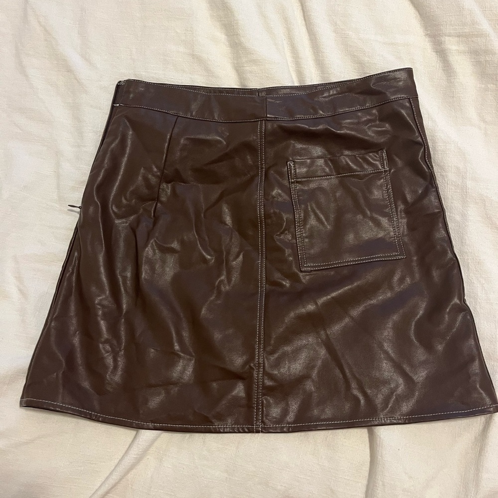 Brown Faux Leather Mini Skirt